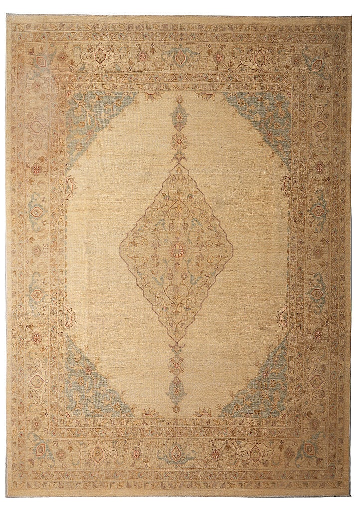 7.10 x 10.8 Chobi Peshawar Oushak Medallion Hand Knotted Wool Rug (1 of 14)