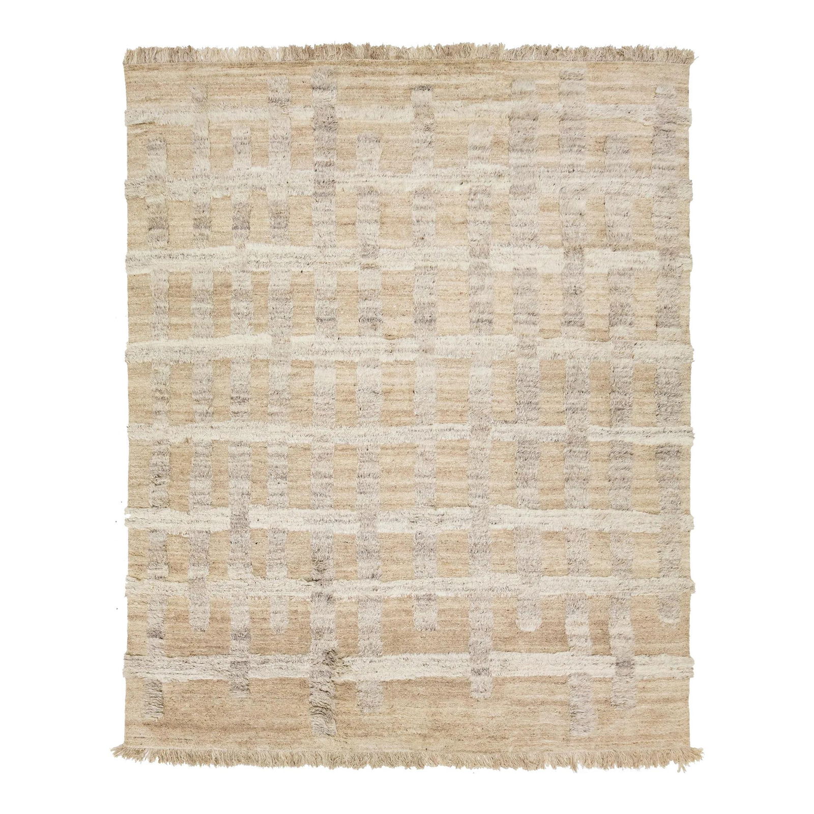 Hand-Knotted Organic Moroccan Wool Rug 12'1" x 14'10" Geometric Design (1 of 10)