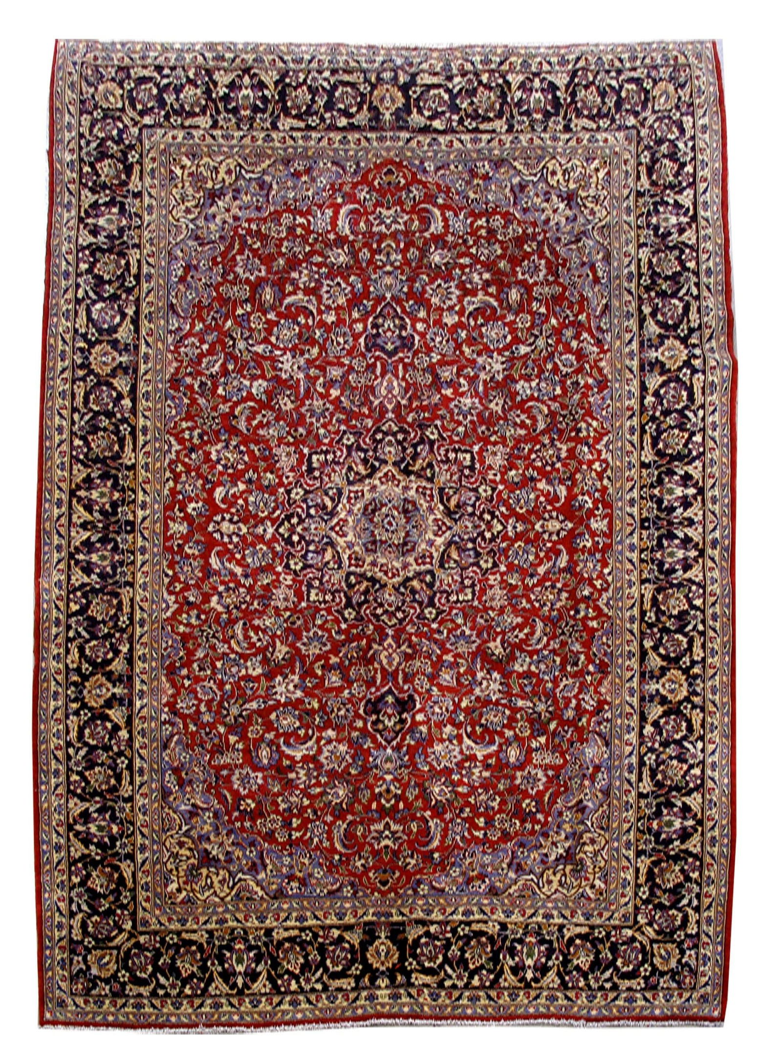 10' x 14' Handcrafted Red Persian Isfahan Rug: 10' x 14' Handcrafted Red Persian Isfahan Rug Free continental US Shipping Elevate your living space with this exquisite 10' x 14' Red Persian Isfahan JAJAFABAD Rug, handcrafted by skilled Persian art