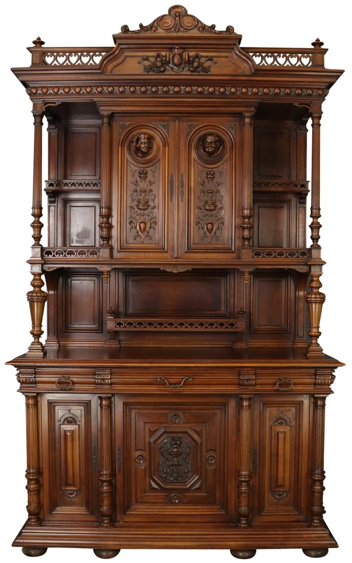 Henry II Style Mahogany Buffet Signed Andries A with Carved Faces c1900 (1 of 18)