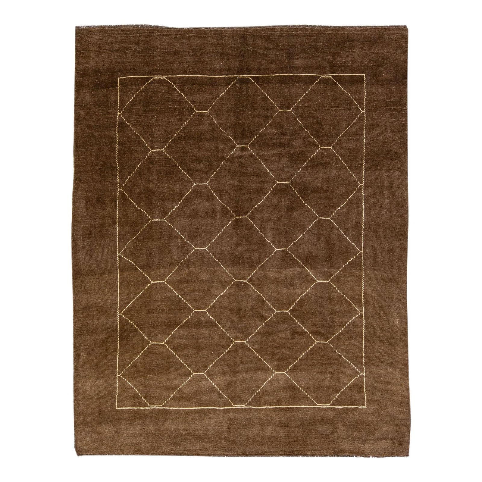 Handmade Moroccan Wool Rug Geometric Design Brown 6'9 x 8'7 (1 of 8)