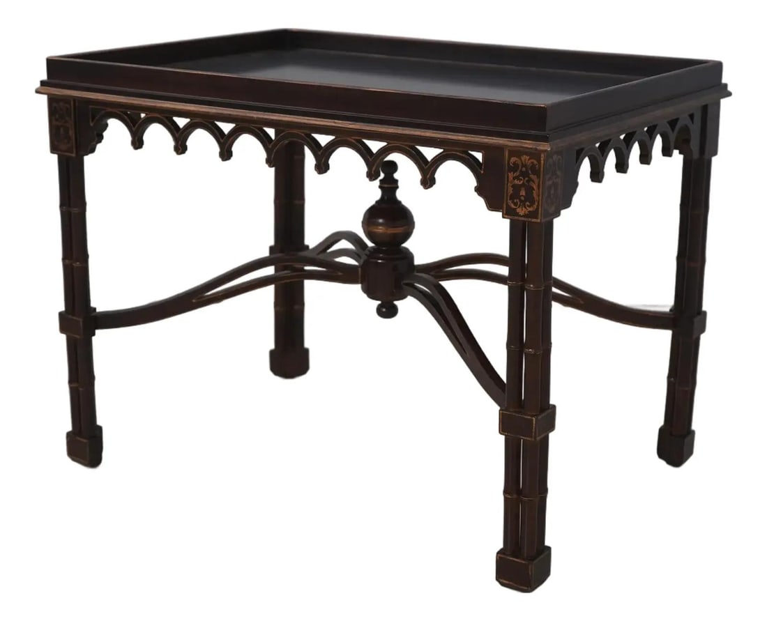 Chinese Chippendale Faux Bamboo Tray Table in Gold (1 of 10)