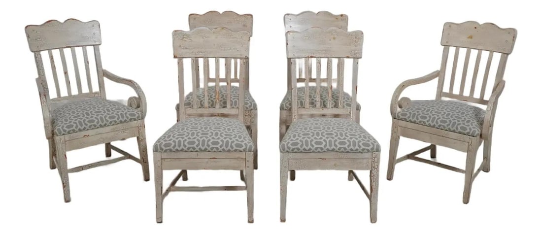 Set of 6 Drexel Gustavian Style Painted Dining Chairs (1 of 10)