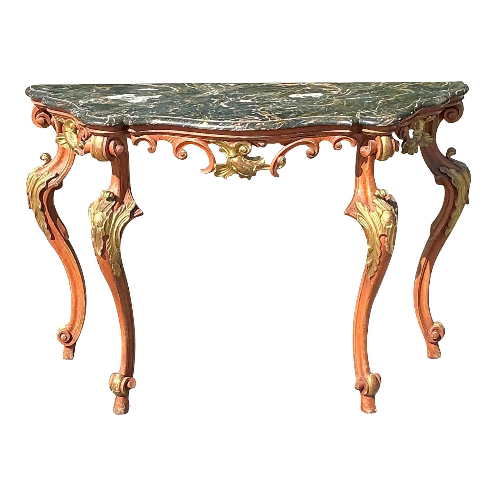 Vintage Regency Rococo Console Table with Black Marble Top (1 of 10)