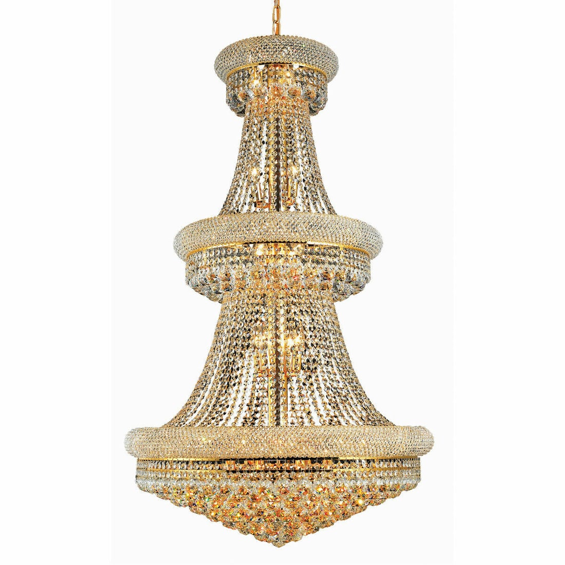 Primo 32-Light Gold K9 Crystal Empire Chandelier 50in for Foyer or Dining Room (1 of 10)