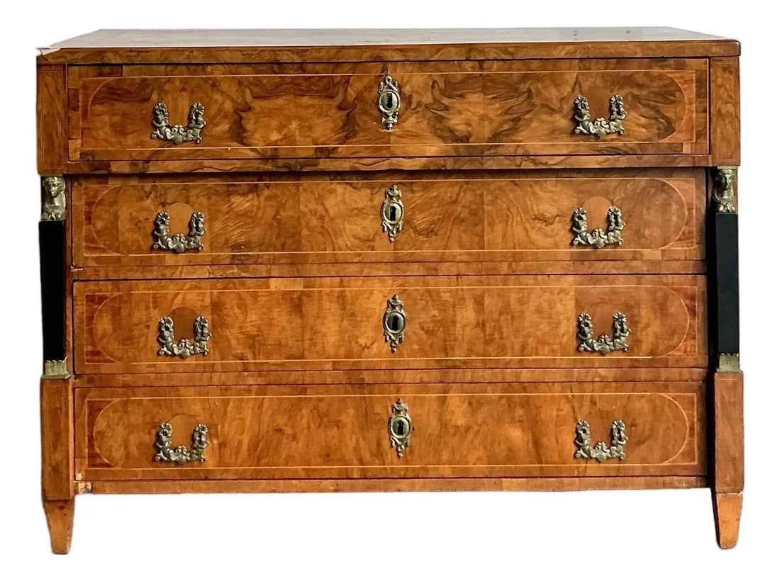 French Empire Style Burlwood Commode with Marquetry and Gilt Bronze Hardware (1 of 9)