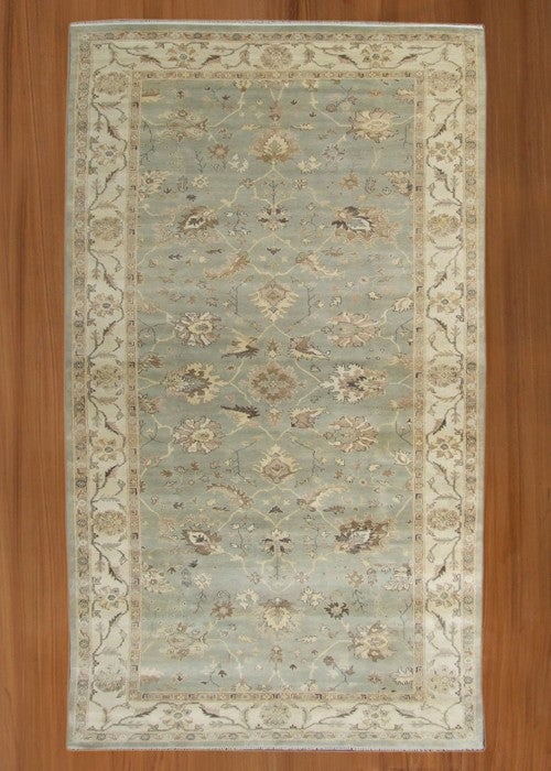 10'1 x 26'3 Faded Olive Green Indian Oushak Handmade Runner Rug (1 of 4)