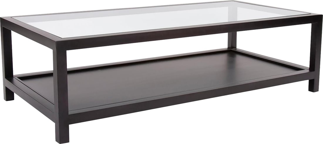 Howard Elliott Dumas Brushed Nickel Coffee Table with Glass Top (1 of 4)
