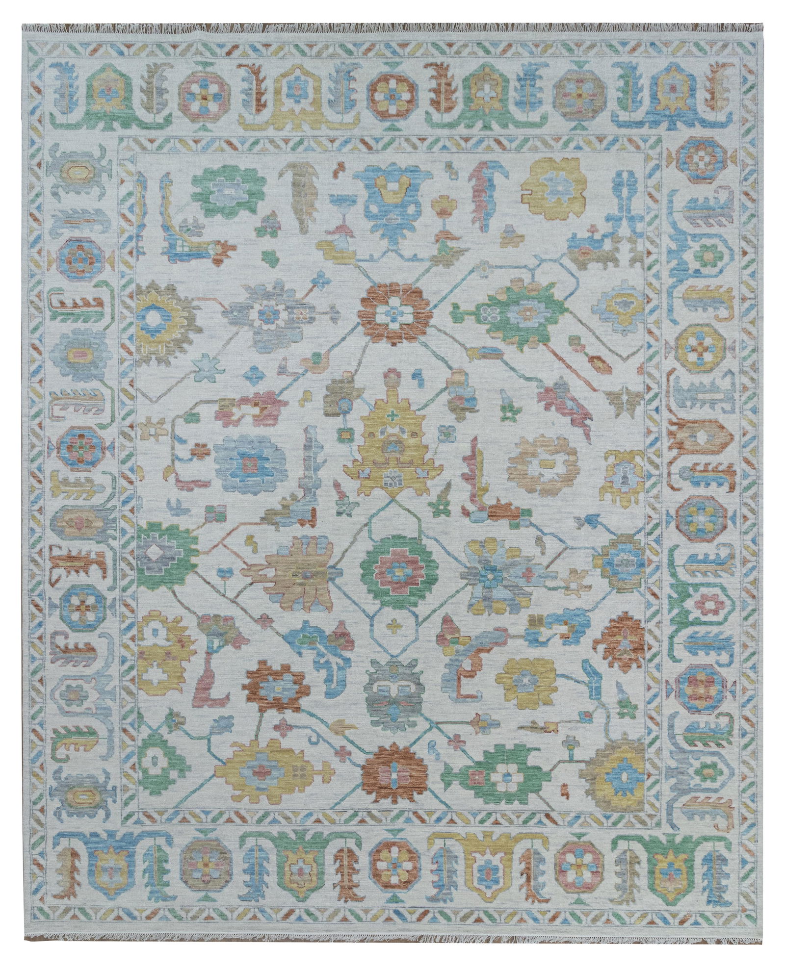 Handmade Oushak Rug 12.3 x 15.0 Premium Wool Light Colors: Handmade Oushak Rug 12.3 x 15.0 Premium Wool Light Colors Free continental US Shipping Discover the elegance of our exquisite 12' x 15' Quality Wool Handmade Carpet, designed to bring comfort and styl