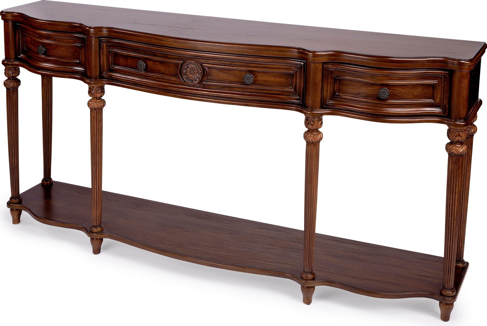 Butler Hand-Carved Peyton Console Table Oak Brown (1 of 9)