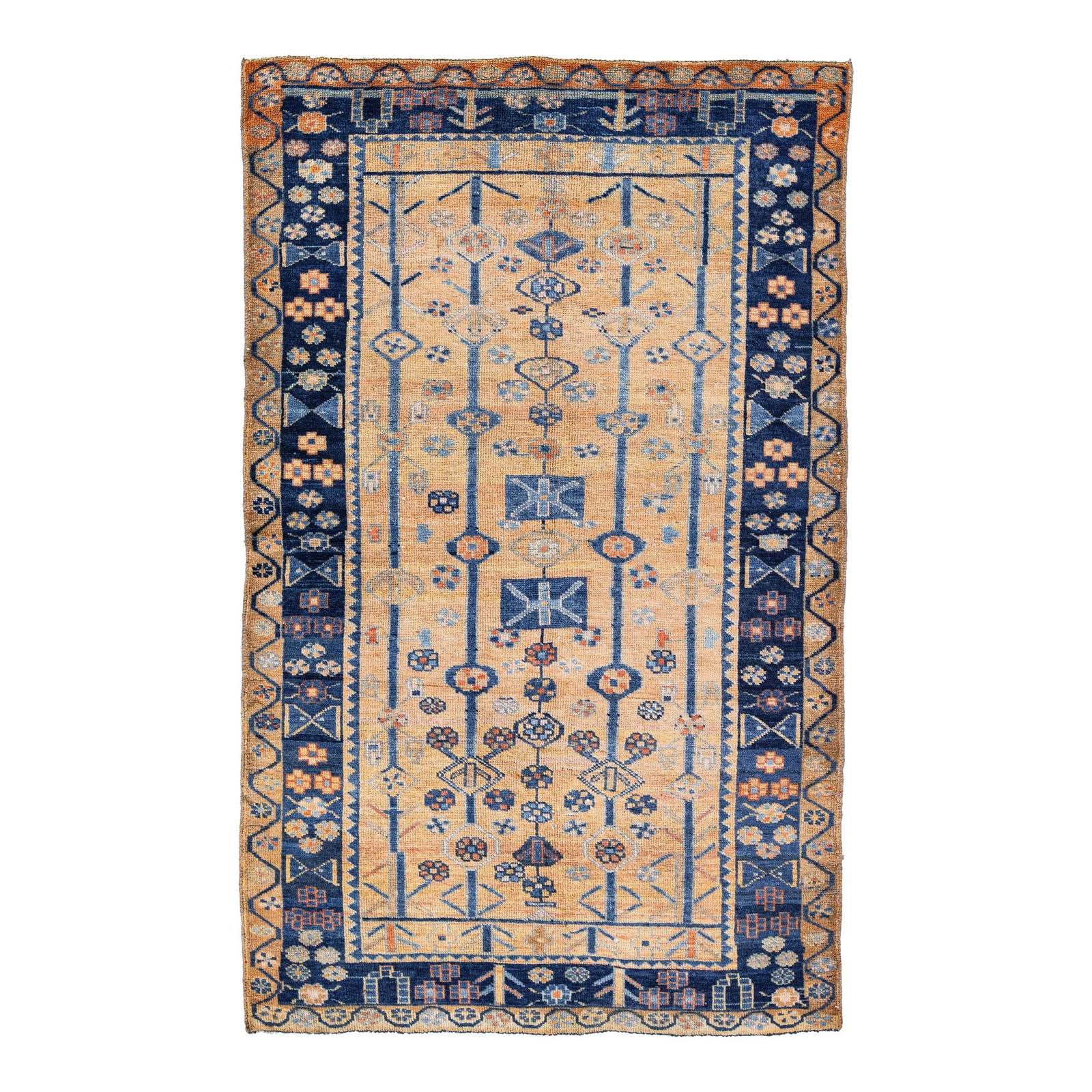 1960s Vintage Handmade Bidjar Wool Rug Floral Design 4'9 x 7'6 (1 of 8)