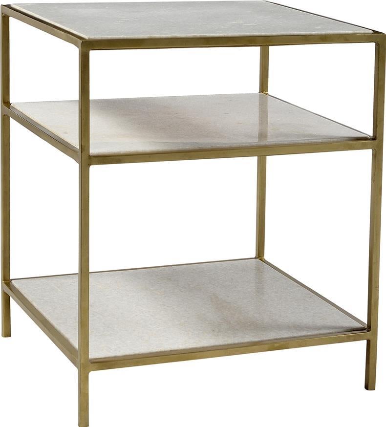 Higgins Side Table with Brass Marble Top 26H 22W 18D (1 of 1)