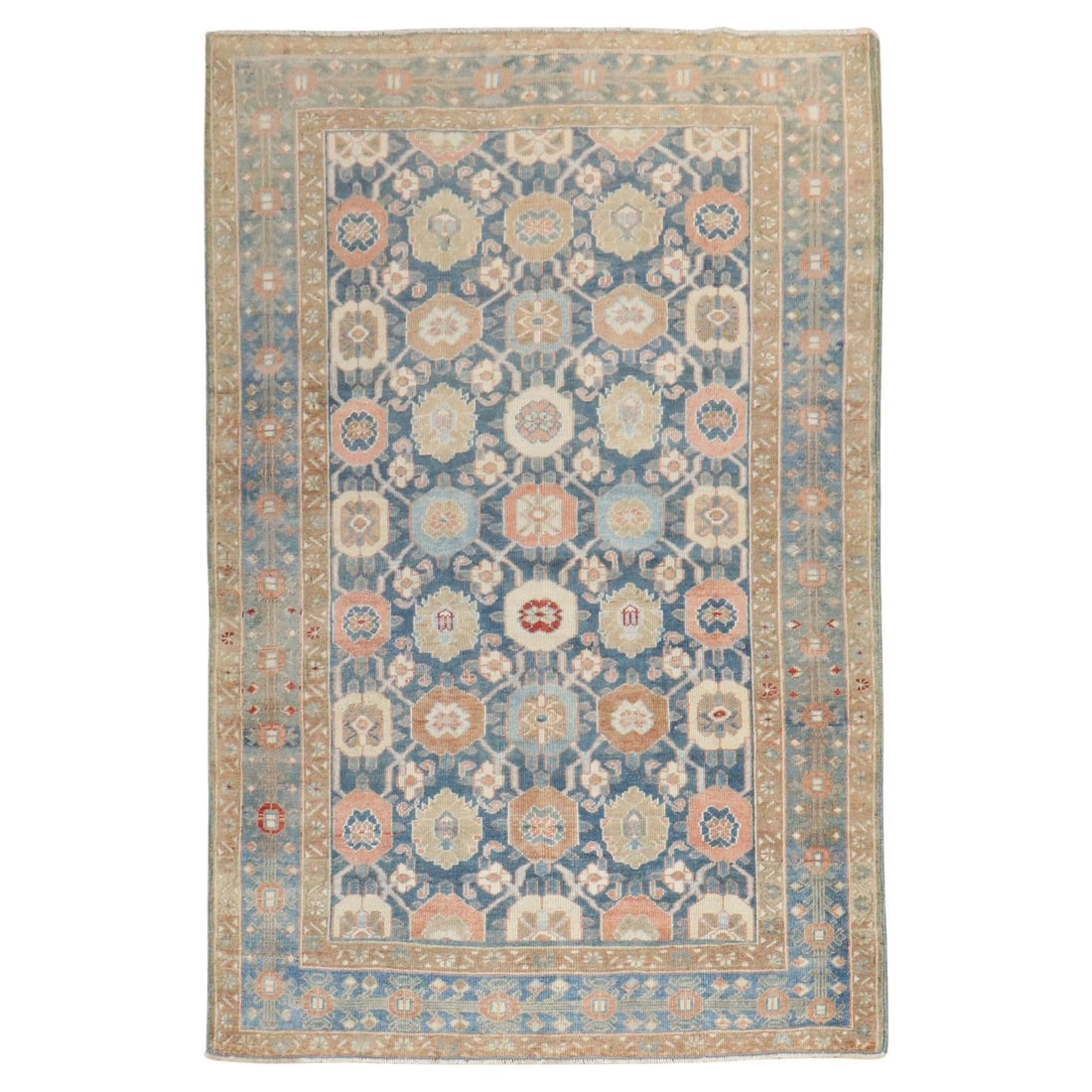 Zabihi Collection Antique Persian Veramin Rug Blue Wool Hand-Knotted 54 x 77 (1 of 8)