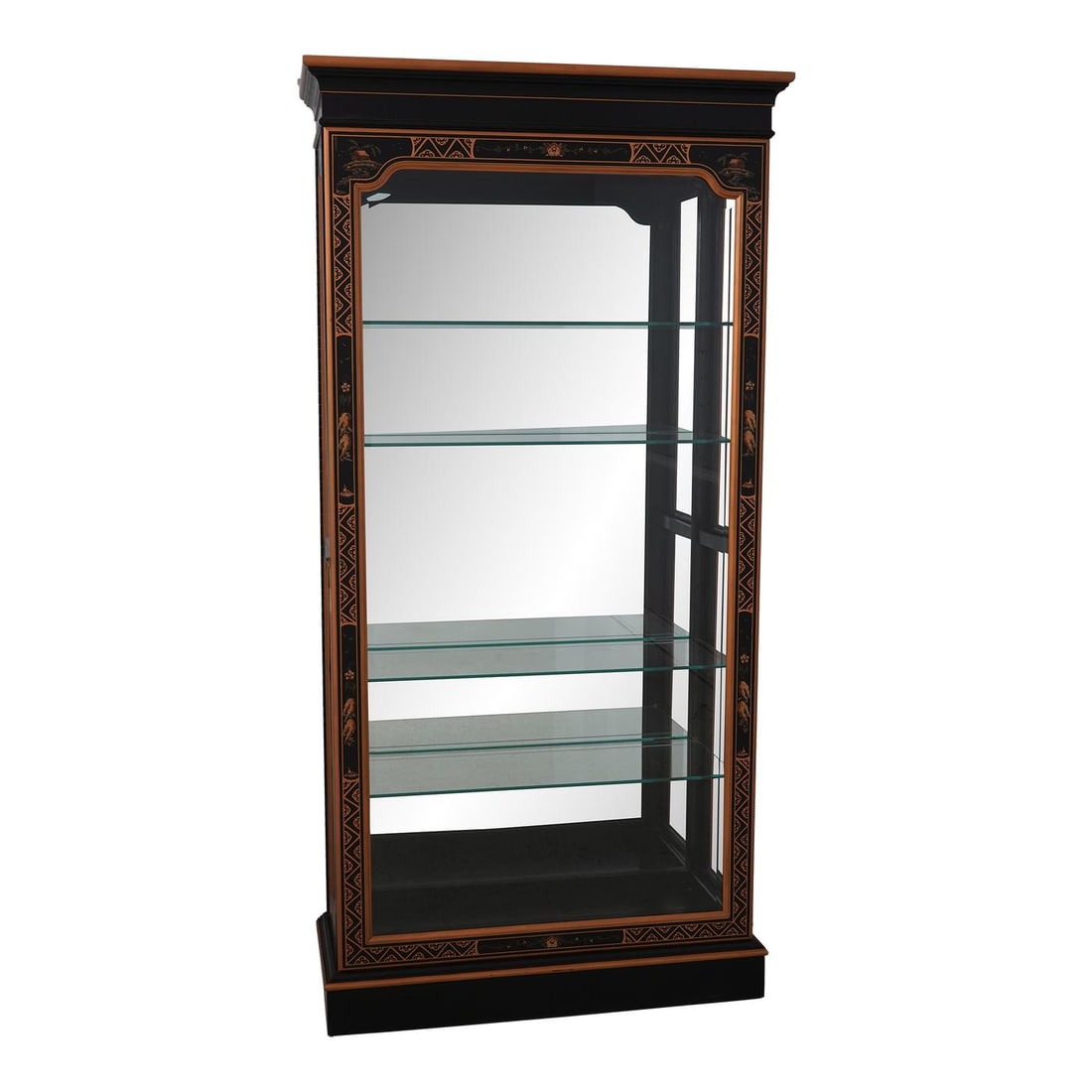 Elegant Chinoiserie Curio Cabinet with Lighted Interior and Beveled Glass (1 of 10)