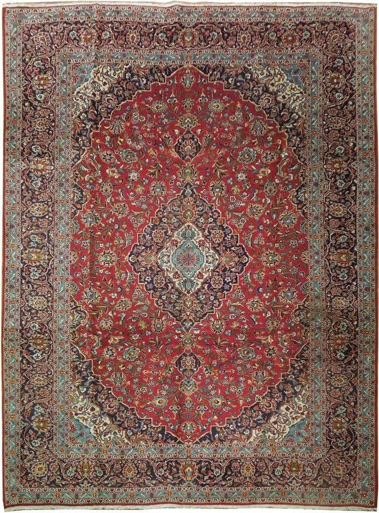 9.8 x 13 Handcrafted Red Persian Kashan Rug Premium Wool Artistry: 9.8 x 13 Handcrafted Red Persian Kashan Rug Premium Wool Artistry Free continental US Shipping Indulge in timeless sophistication with this exquisite 9.8 x 13 Red Persian Kashan Rug, handcrafted by ta
