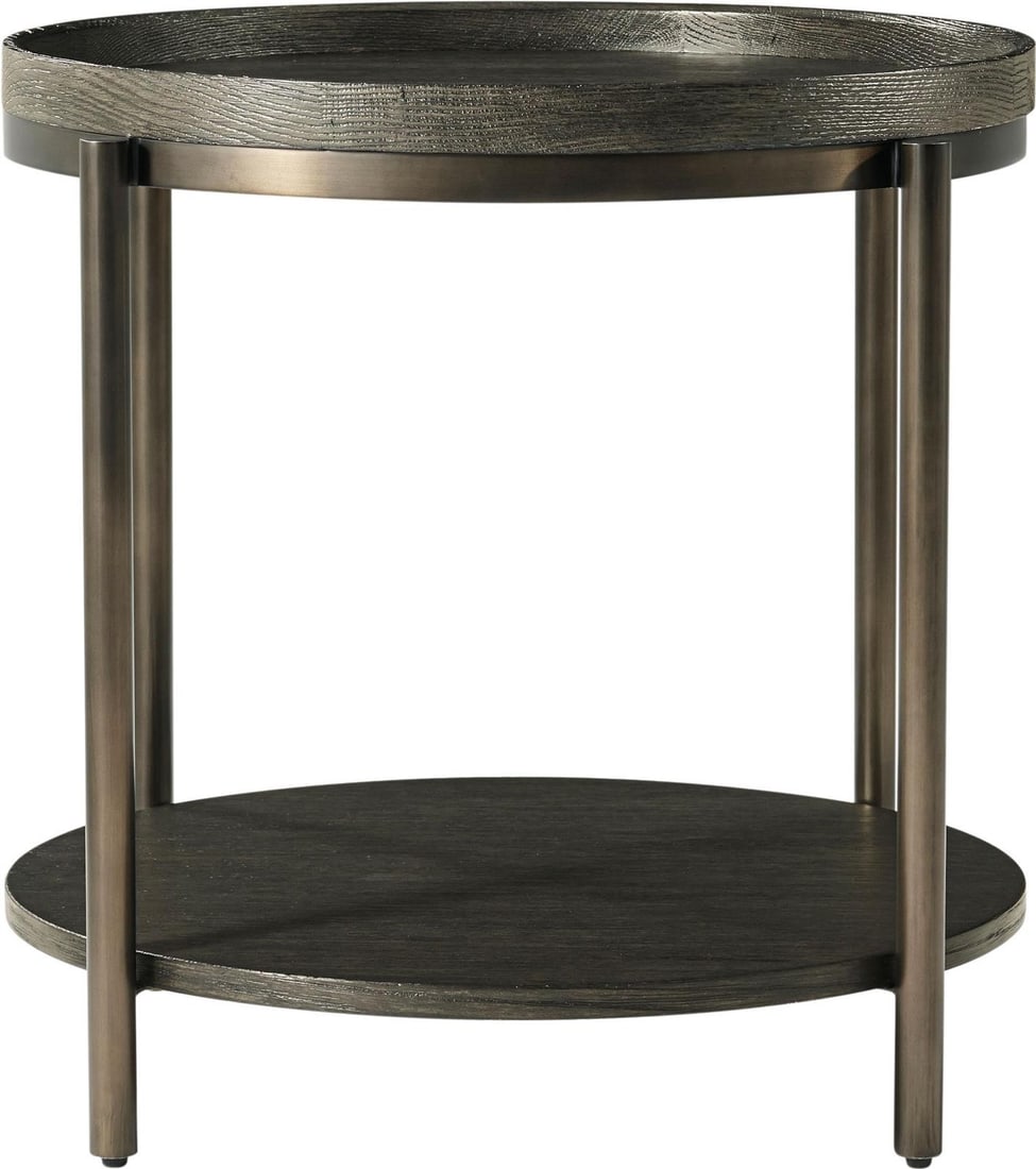 Repose Modern Round Side Table by Theodore Alexander in Metal and Steel (1 of 5)
