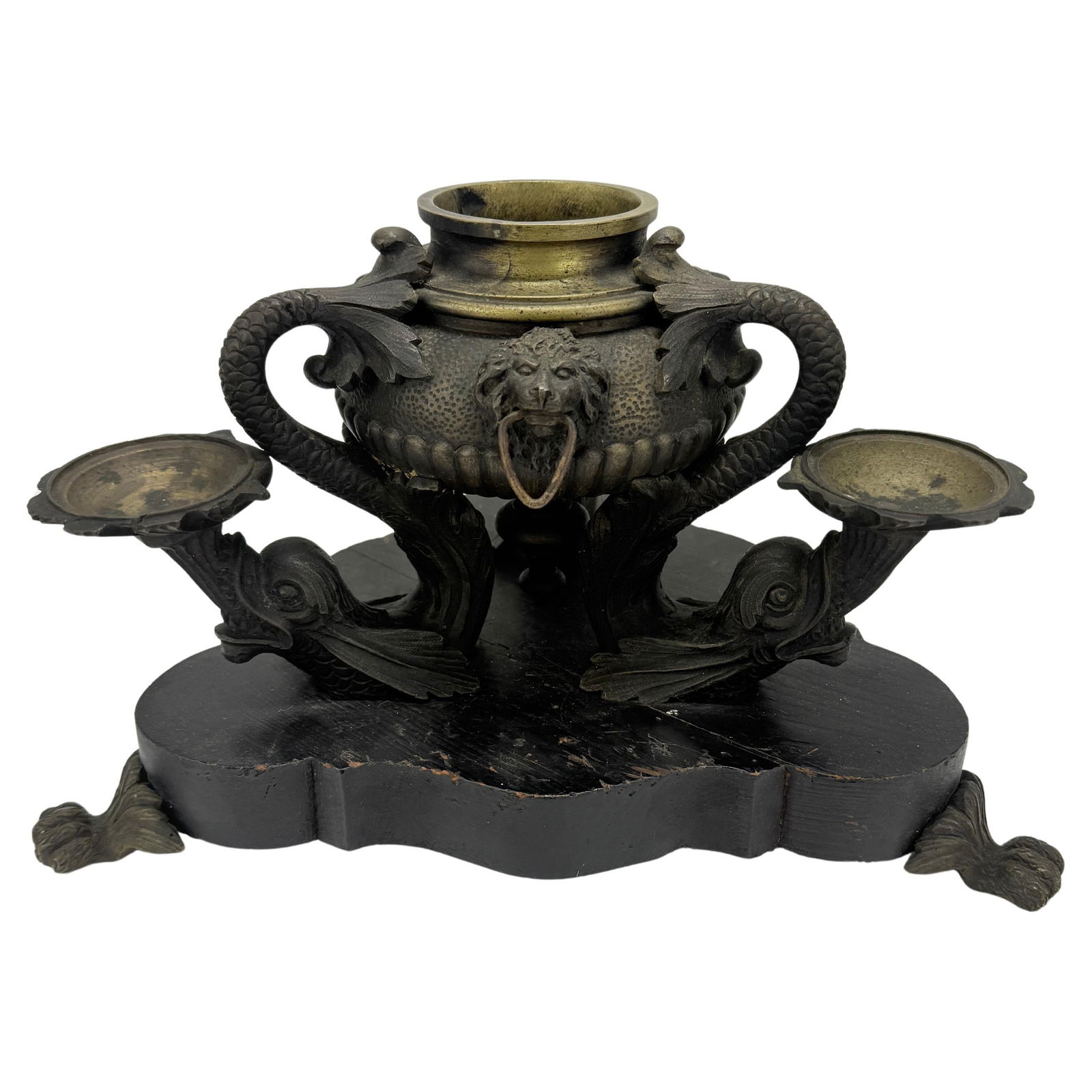 French Empire Bronze Inkwell c. 1820 After Roman Oil Lamps (1 of 11)