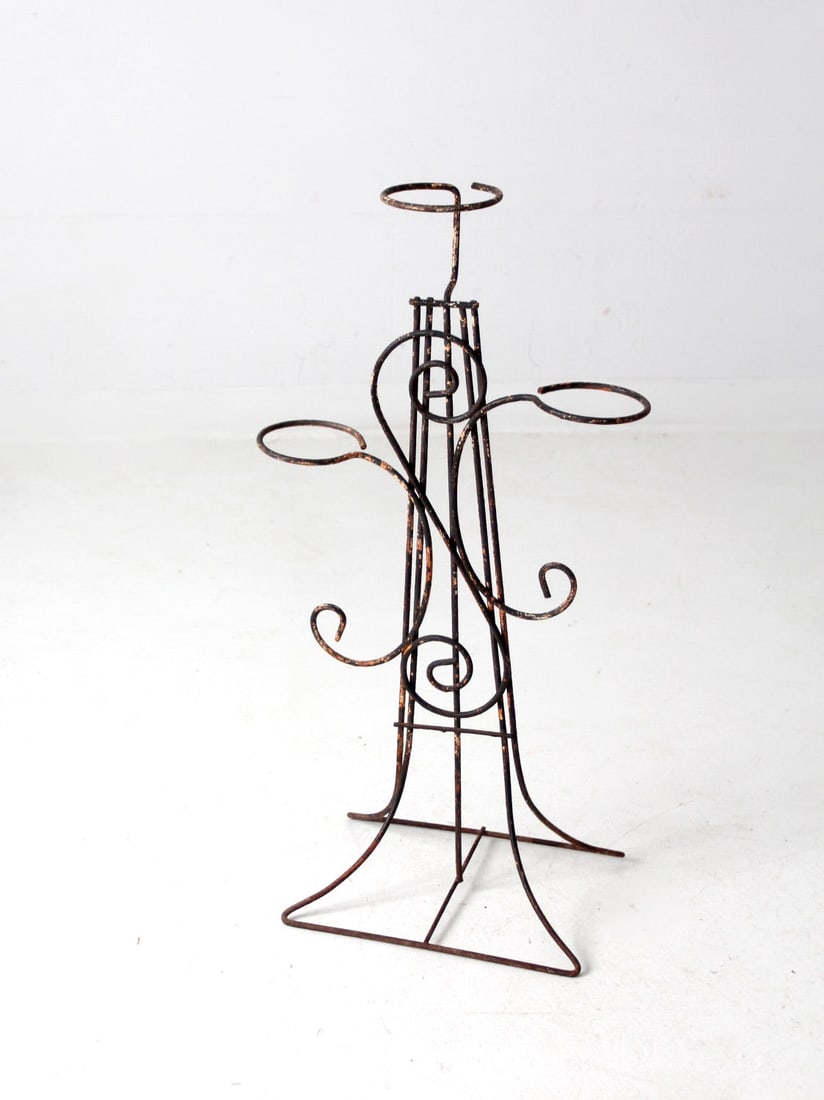 Mid 20th Century Vintage Wrought Iron Tiered Plant Stand (1 of 10)