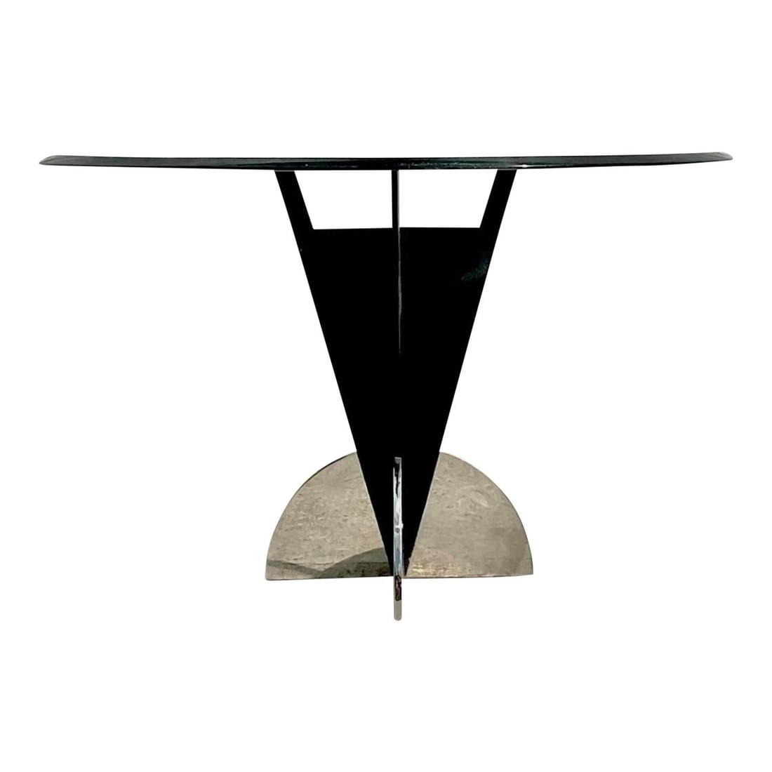 Vintage Contemporary Black Metal Chrome Dining Table After Brueton (1 of 5)