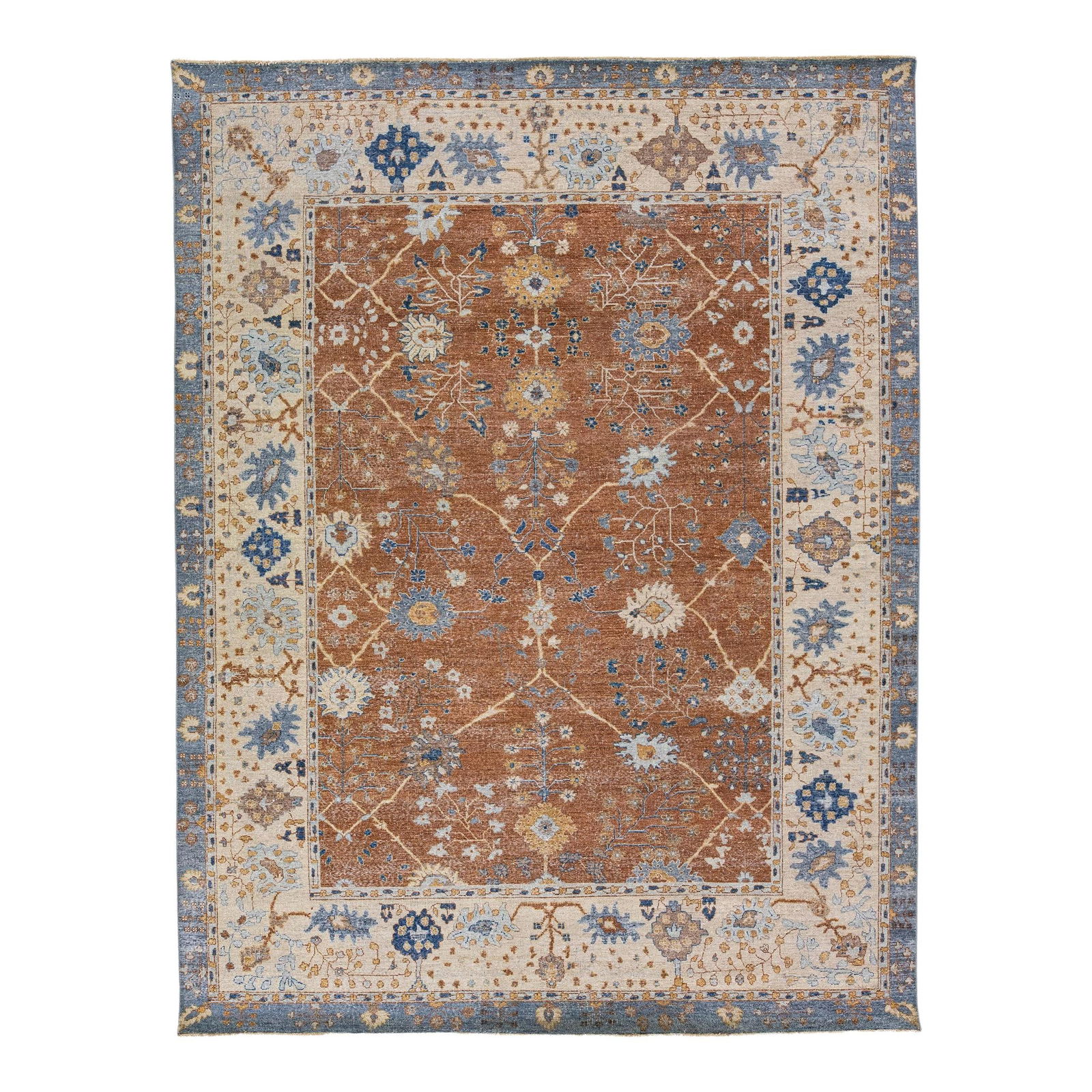 Artisan Collection Brown Floral Handmade Wool Rug 9'3 x 12 (1 of 10)