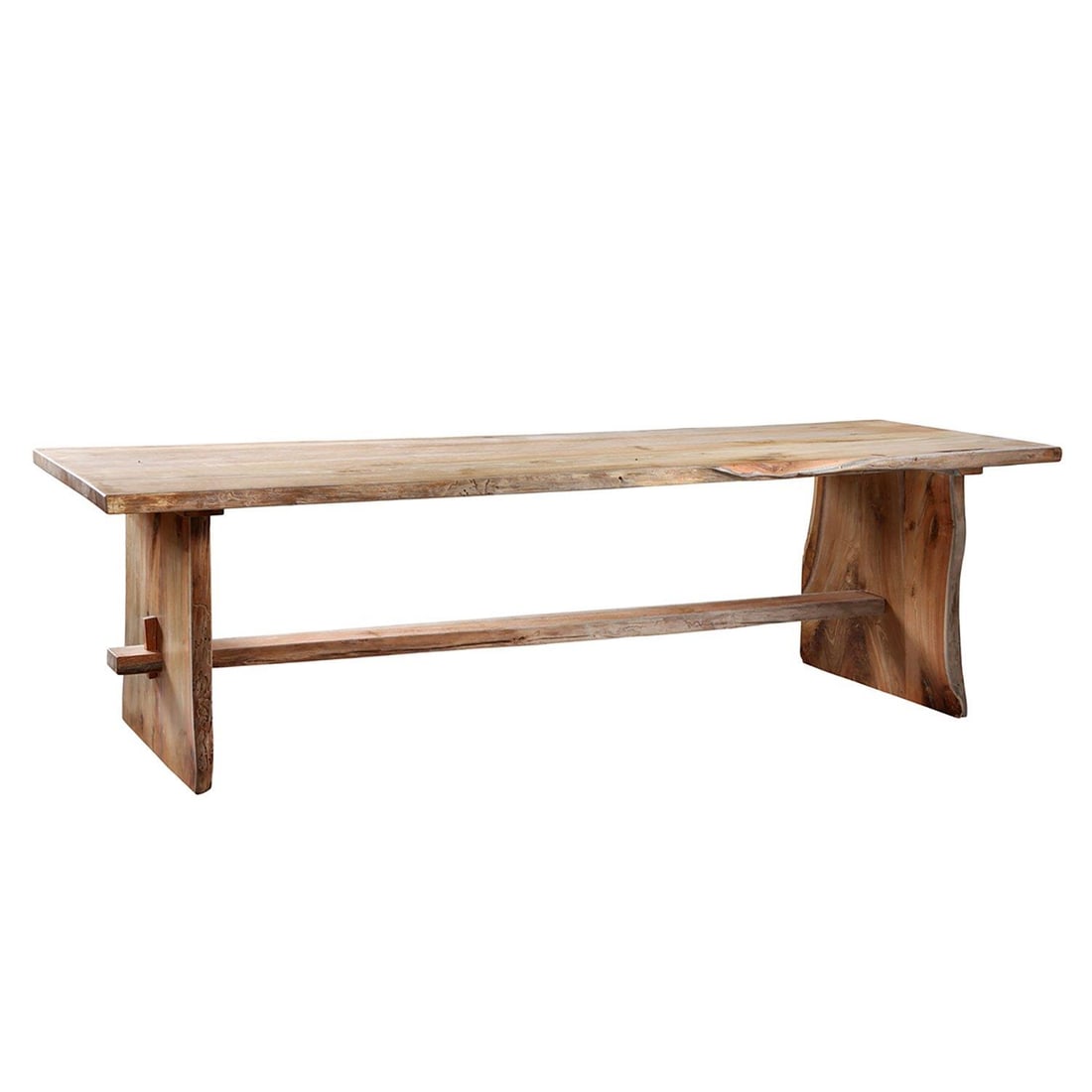 Natural Teak Live Edge Double Pedestal Dining Table 126" (1 of 1)