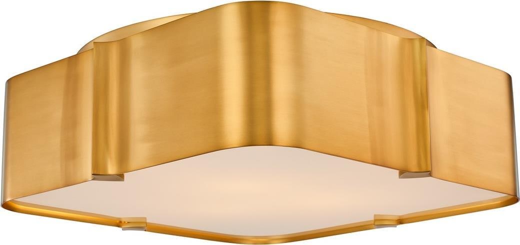 Kalco Art Deco Lotus 18 Flush Mount Ceiling Light Winter Brass (1 of 1)