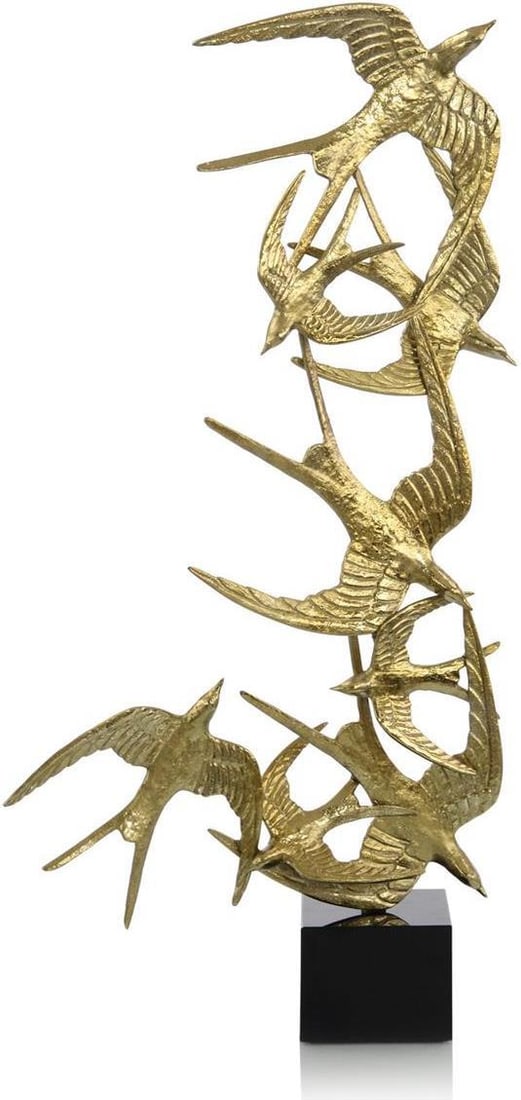 John-Richard Contemporary Granite Sculpture Swallows in Flight 39.5 x 20 x 6: John-Richard Contemporary Granite Sculpture Swallows in Flight 39.5 x 20 x 6 Experience the elegance of the "Grace of Granite Swallows on Black Base," a stunning contemporary sculpture that beautifull