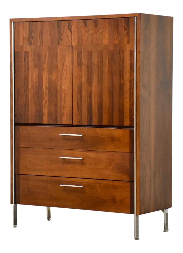 Mid Century Modern Lane Armoire Dresser Walnut Rosewood Chrome (1 of 9)