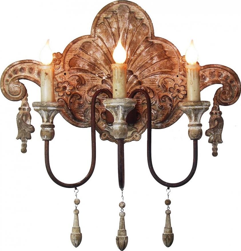 Provence Home 3-Arm Sconce Light Distressed Finish (1 of 2)