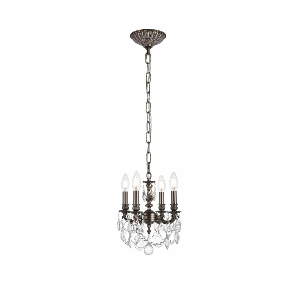 Lillie 4-Light Pewter Pendant Chandelier with Royal Cut Crystal (1 of 9)