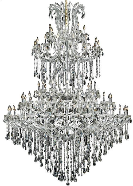 Maria Theresa Bowl Chandelier in Chrome With Royal-Cut Crystal 96H 72W 72D: Maria Theresa Bowl Chandelier in Chrome With Royal-Cut Crystal 96H 72W 72D This grand Maria Theresa chandelier features a Baroque style design with a chrome finish and clear royal-cut crystals. The ch