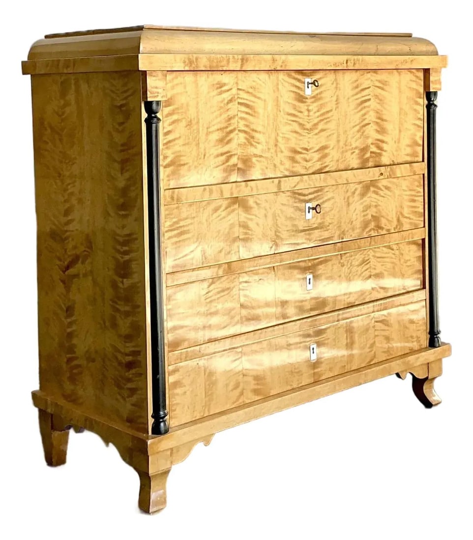 Midcentury Biedermeier Style Figured Veneer Chest of Drawers with Four Drawers (1 of 10)