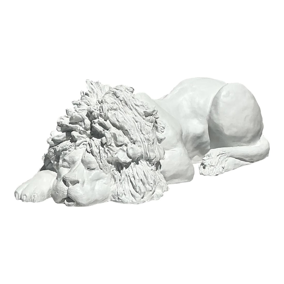 Vintage 1974 Jaru Plaster Lion Sculpture White Statement Piece (1 of 7)