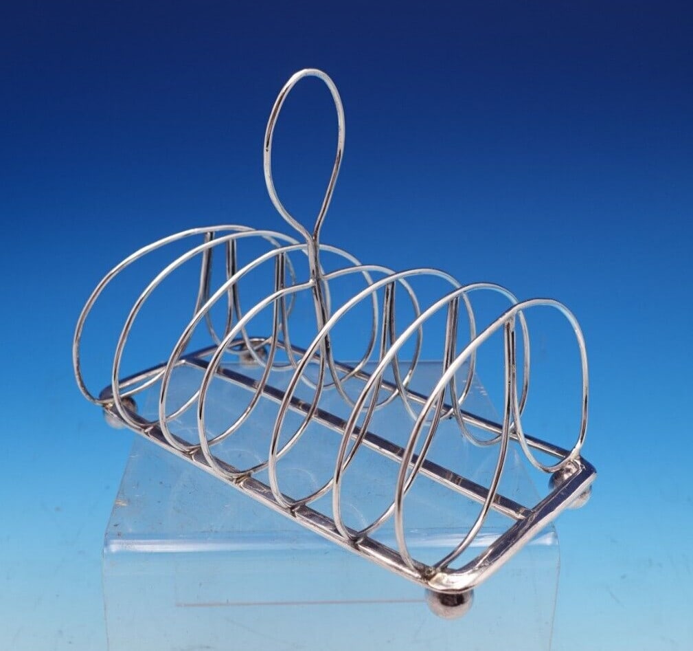English Sterling Silver Toast Rack with Ball Feet 5.5 x 6 x 4 (1 of 9)