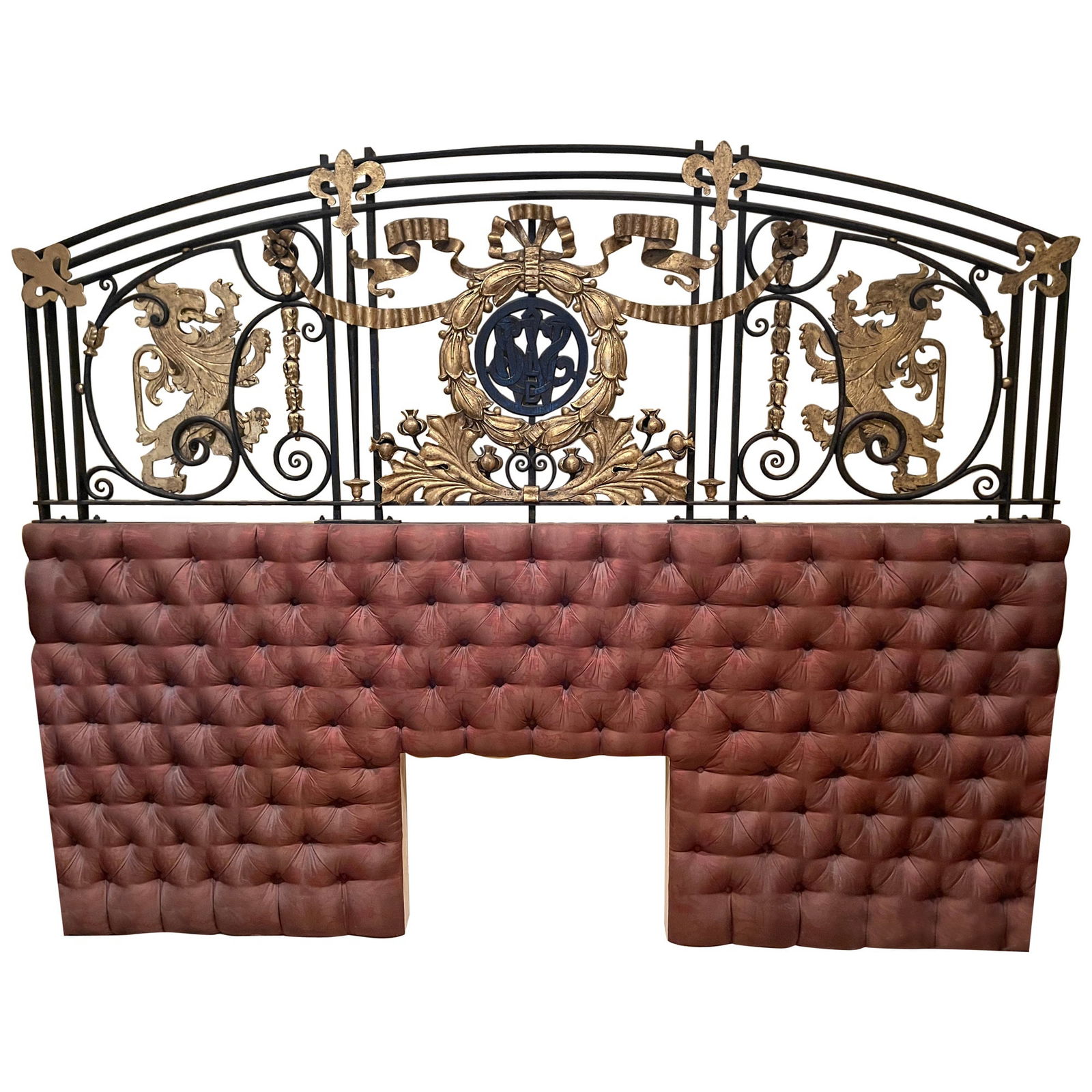 Louis XVI French Bronze Iron King Headboard Converted from Antique Gate (1 of 18)