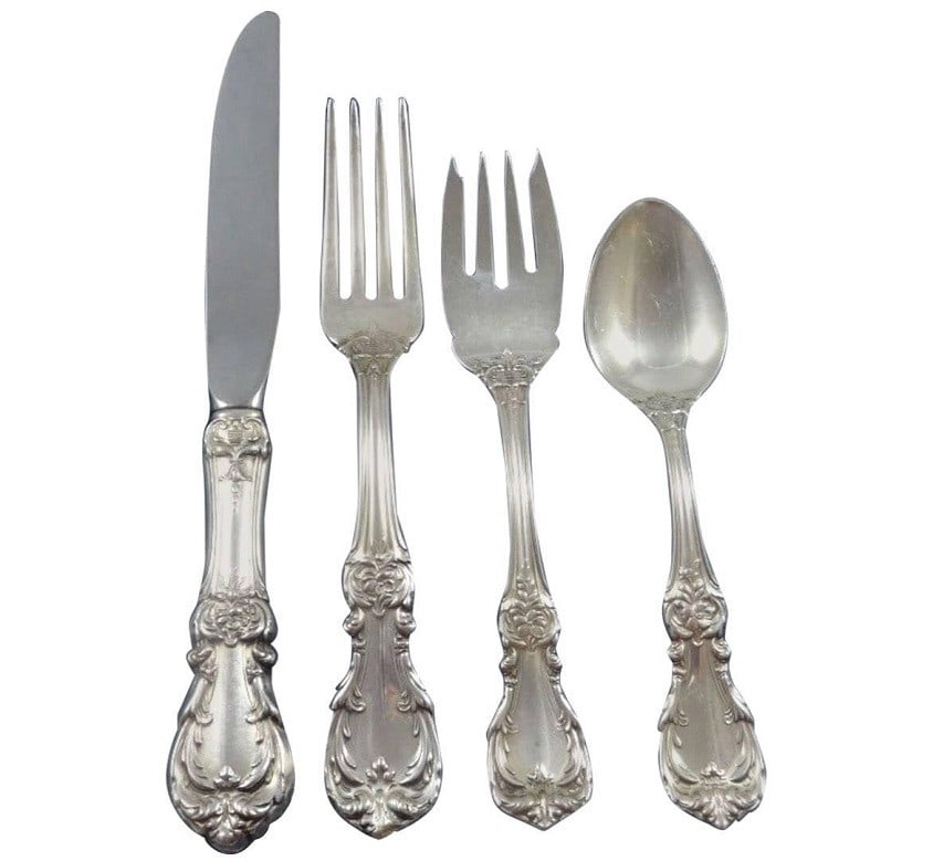 Reed & Barton Burgundy Sterling Silver Flatware Set 24 Pieces with Towle Caddy (1 of 7)