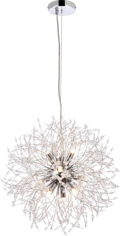 Elegant Lighting Solace 9-Light Chrome Pendant Lamp: Elegant Lighting Solace 9-Light Chrome Pendant Lamp Illuminate your space with the stunning Solace 9-Light Pendant Lamp, a perfect blend of elegance and modern design. This exquisite pendant lamp feat