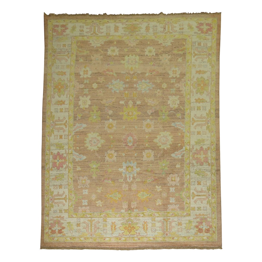 Unique Hand-Knotted Turkish Oushak Rug Arts and Crafts Style 100 x 134 in (1 of 10)