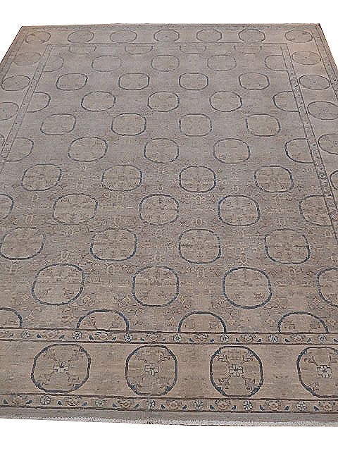 Handmade 8.2 x 9.4 Gray Wool Chobi Peshawar Rug (1 of 7)