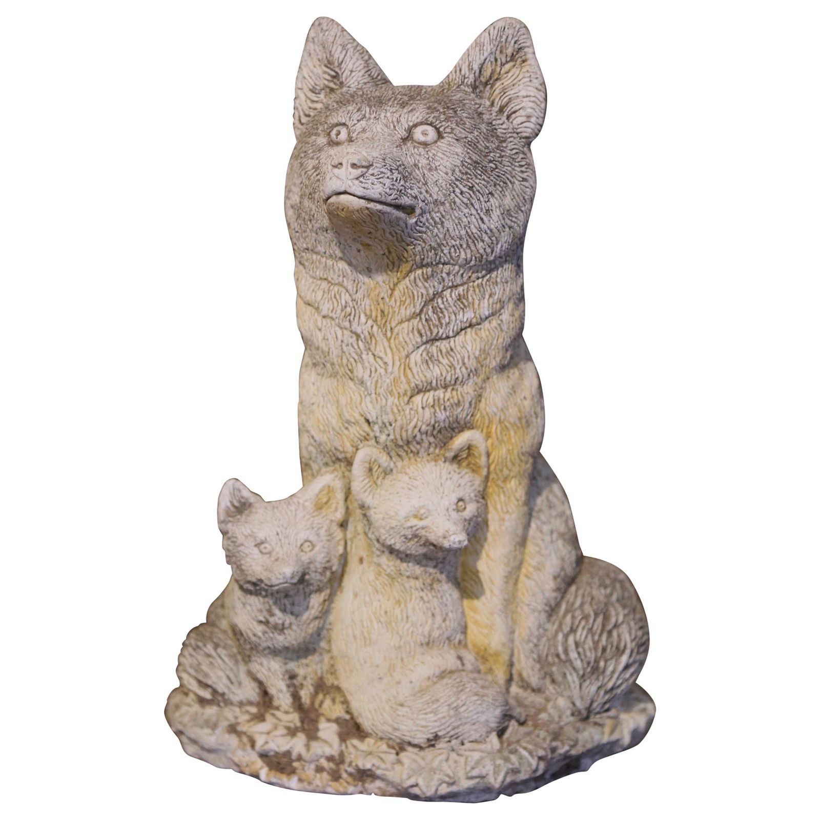 French Cast Stone Sculpture of Fox with Two Cubs Circa 1960 (1 of 9)