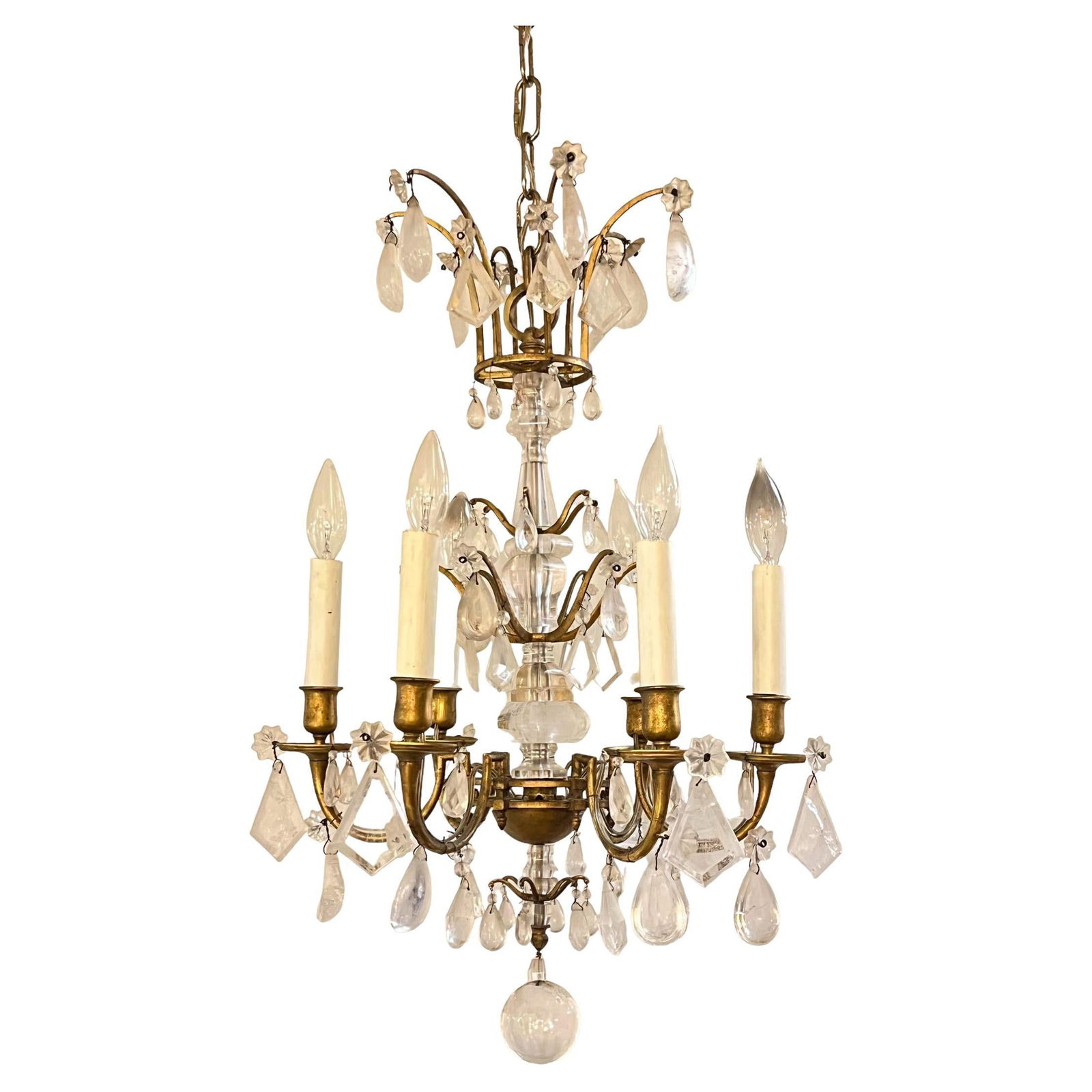 19th Century French Bronze and Rock Crystal Six-Light Belle Epoque Chandelier (1 of 10)