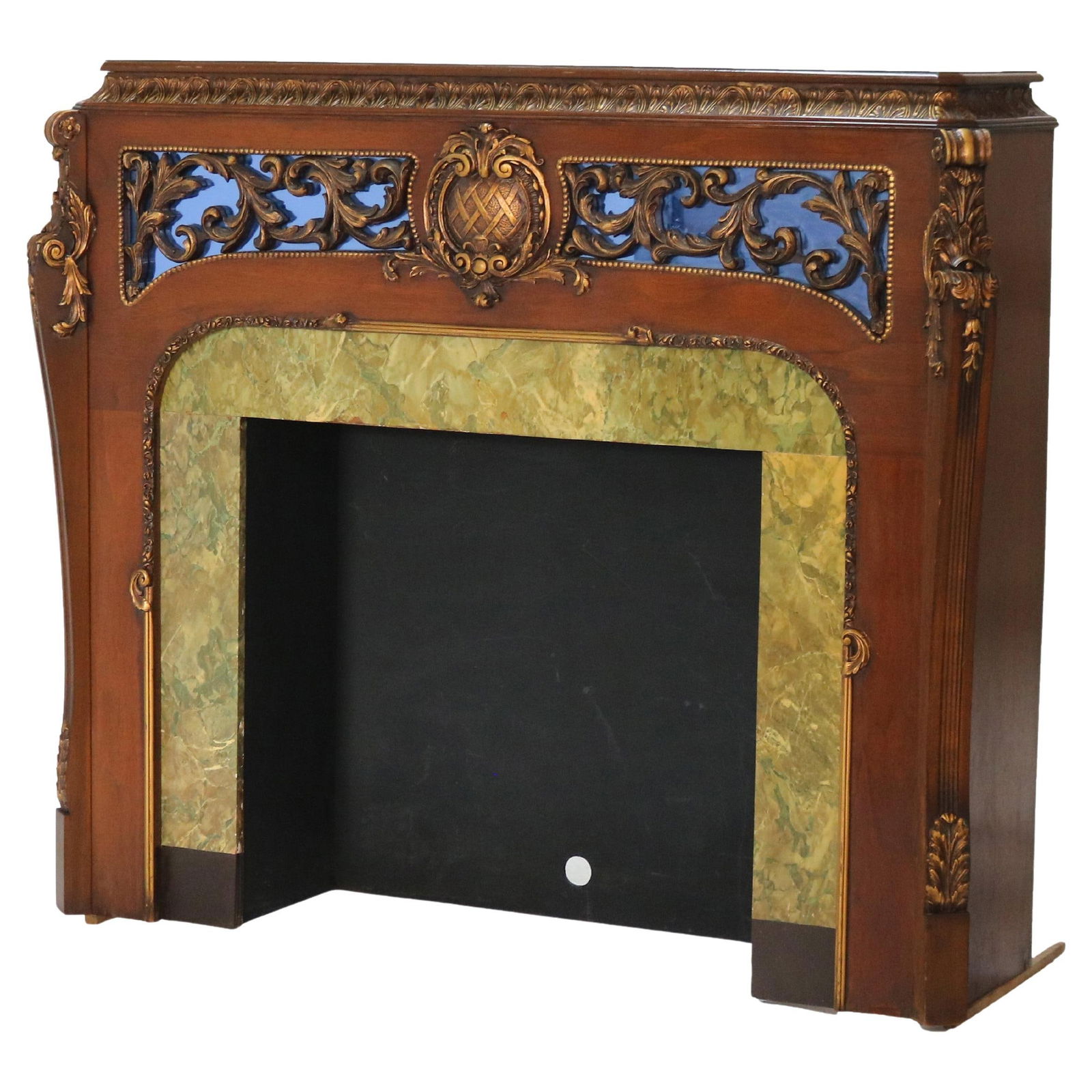 Antique French Louis XV Style Gilt Walnut Fireplace Mantle C1930 (1 of 14)