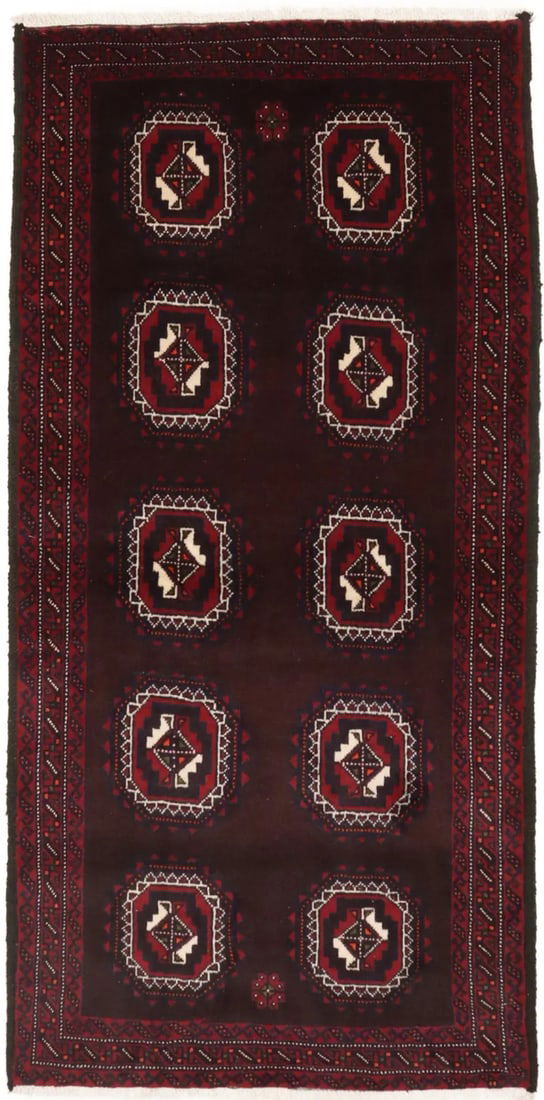 Handmade Vintage Burgundy Wool Oriental Rug 3'5 x 7'0 Tribal Design (1 of 14)