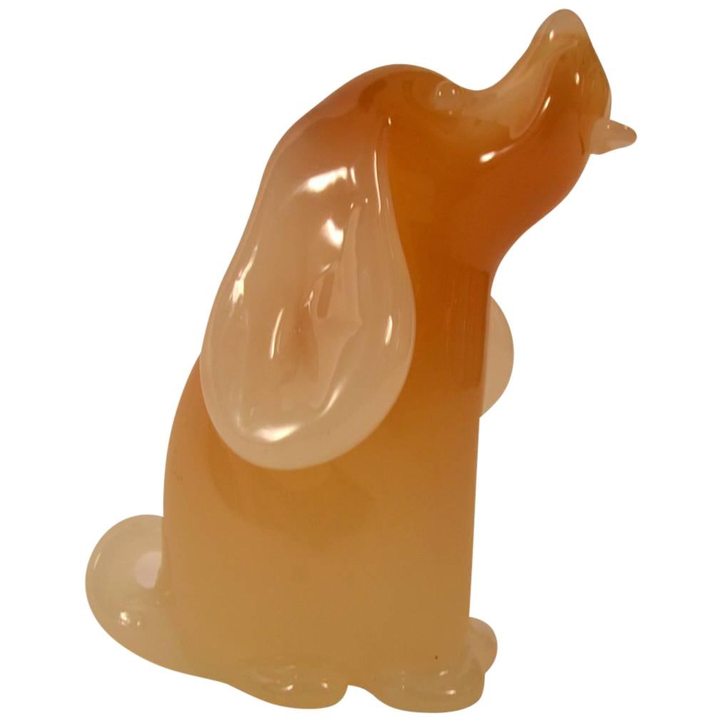 Seguso Murano Opalescent Art Glass Dog Figural Design Amber (1 of 10)