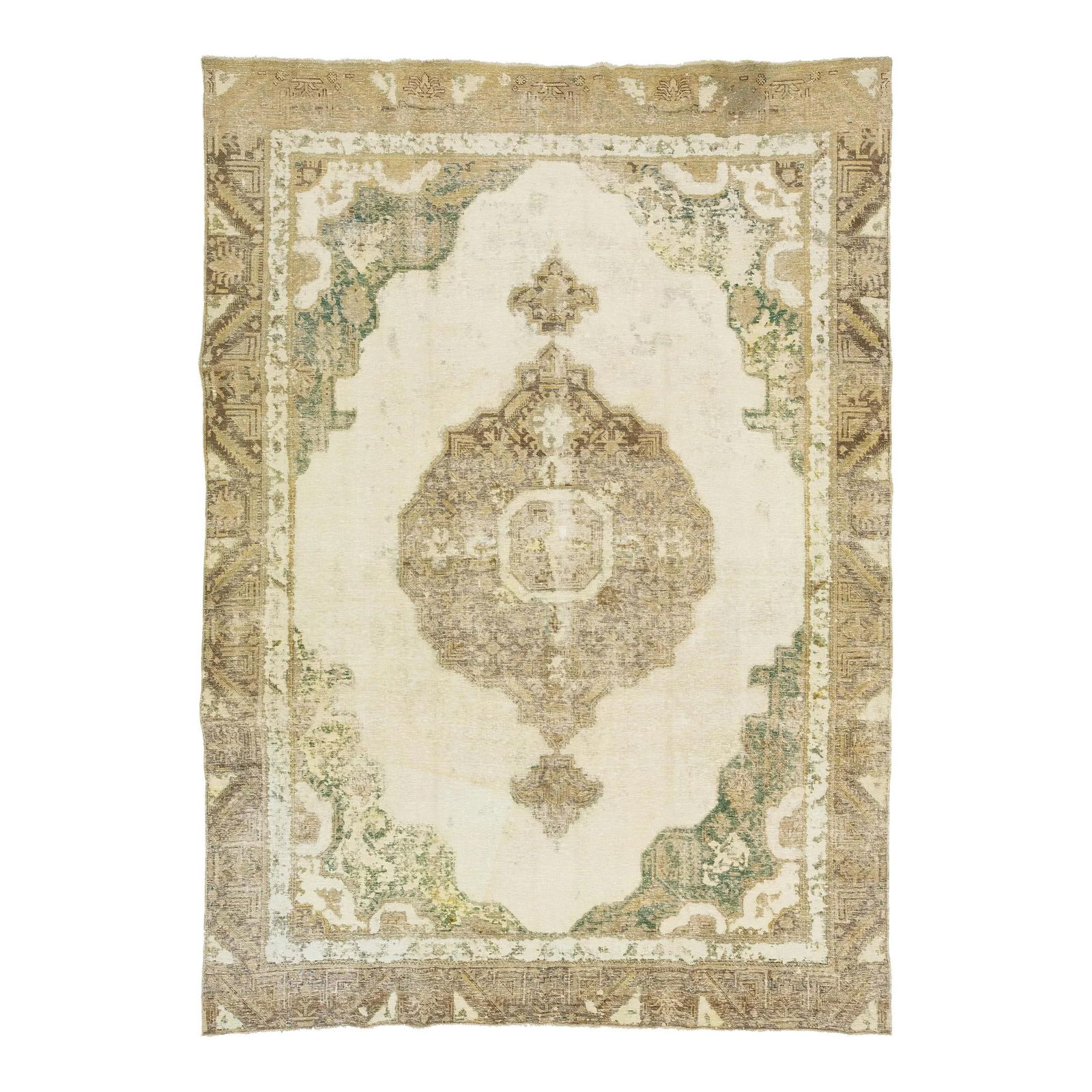 Vintage Persian Wool Rug 8'8" x 12' Medallion Design Beige: Vintage Persian Wool Rug 8'8" x 12' Medallion Design Beige Enhance your living space with this stunning vintage Persian rug, beautifully designed with an intricate medallion pattern. The rug showcases