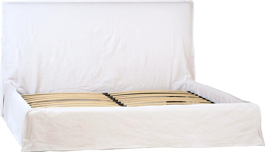 Whitney Birch Wood King Bed with Linen Slipcover (1 of 2)