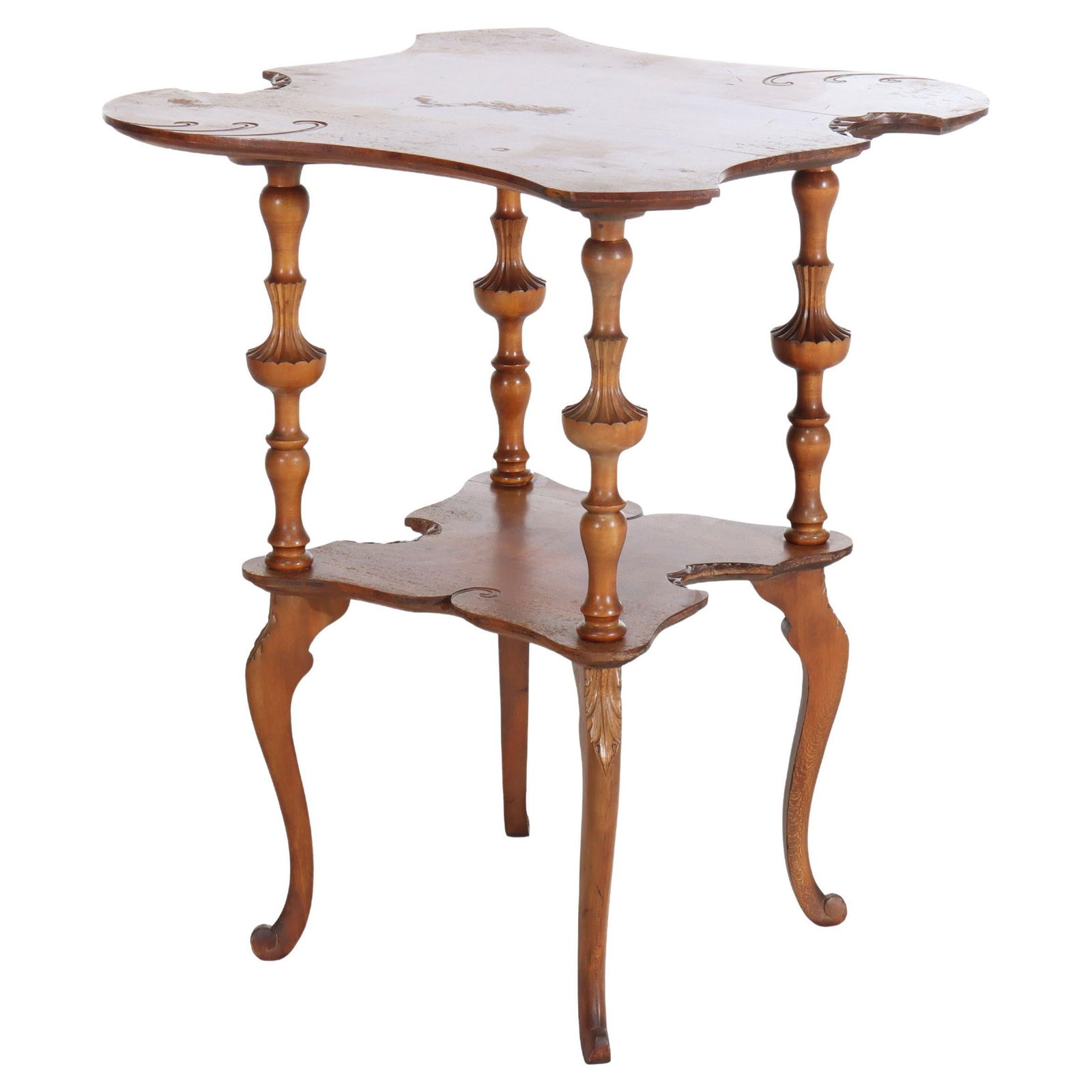 Mahogany Parlor Table with Scroll Carvings Painter's Palette Shape Circa 1890 (1 of 18)