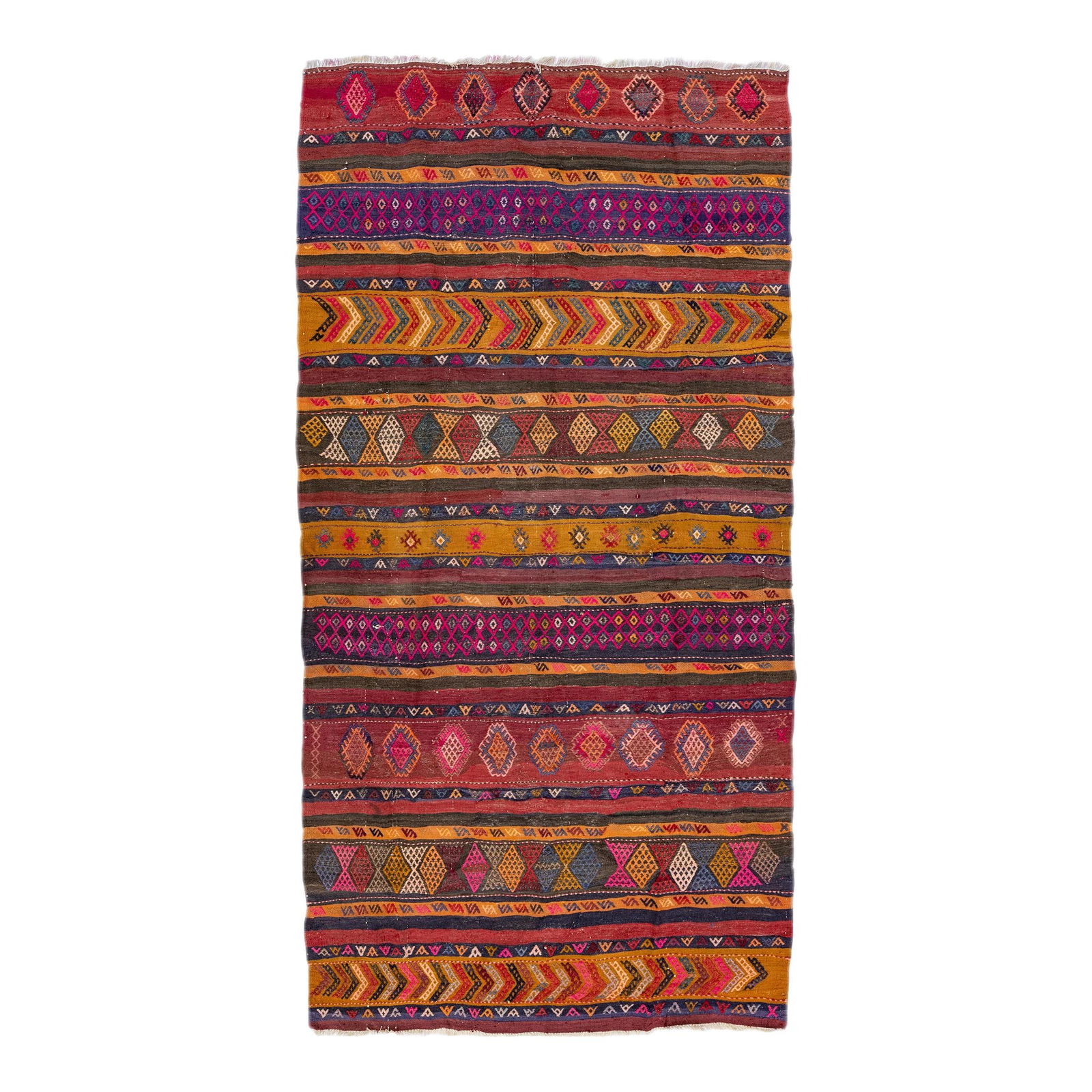 Vintage Turkish Kilim Multicolor Geometric Wool Rug 5'7 x 10'9 (1 of 10)