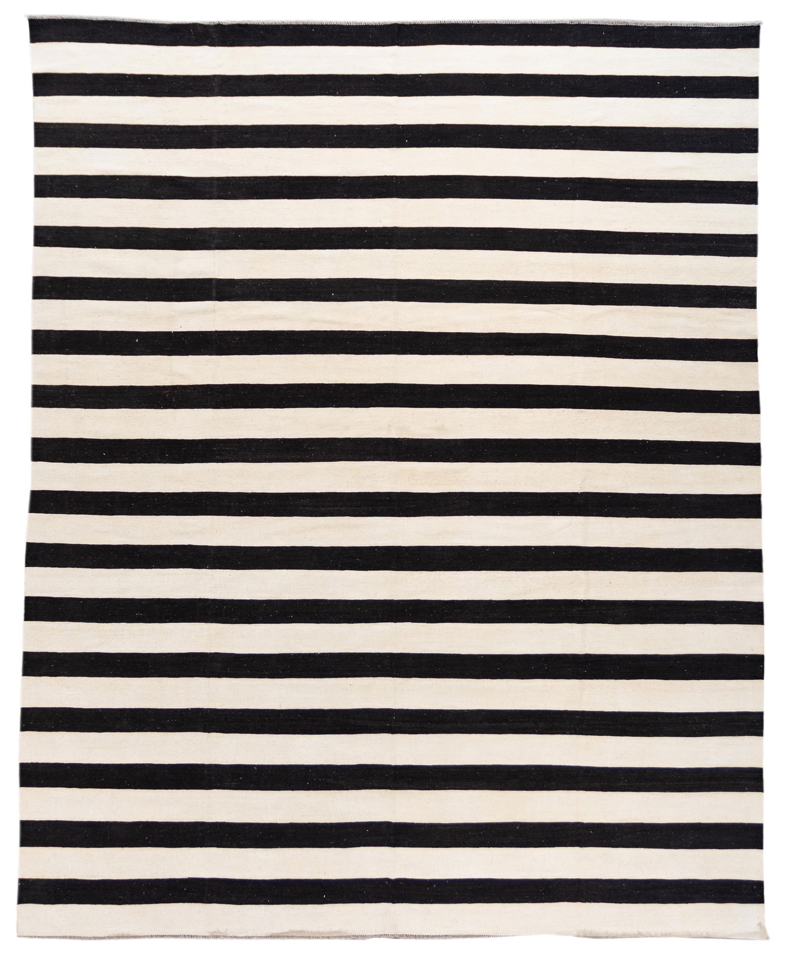 Contemporary Black and White Striped Wool Kilim Rug 12'1 x 15'0 (1 of 10)