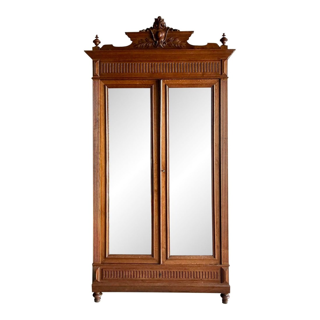 Eastlake Victorian Walnut Linen Press Armoire With Mirrors and Carved Details (1 of 10)